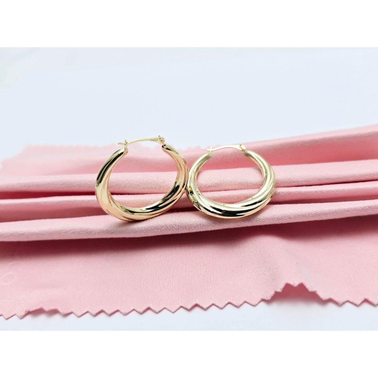 14K Yellow Gold Spiral Tube Hoop Earrings