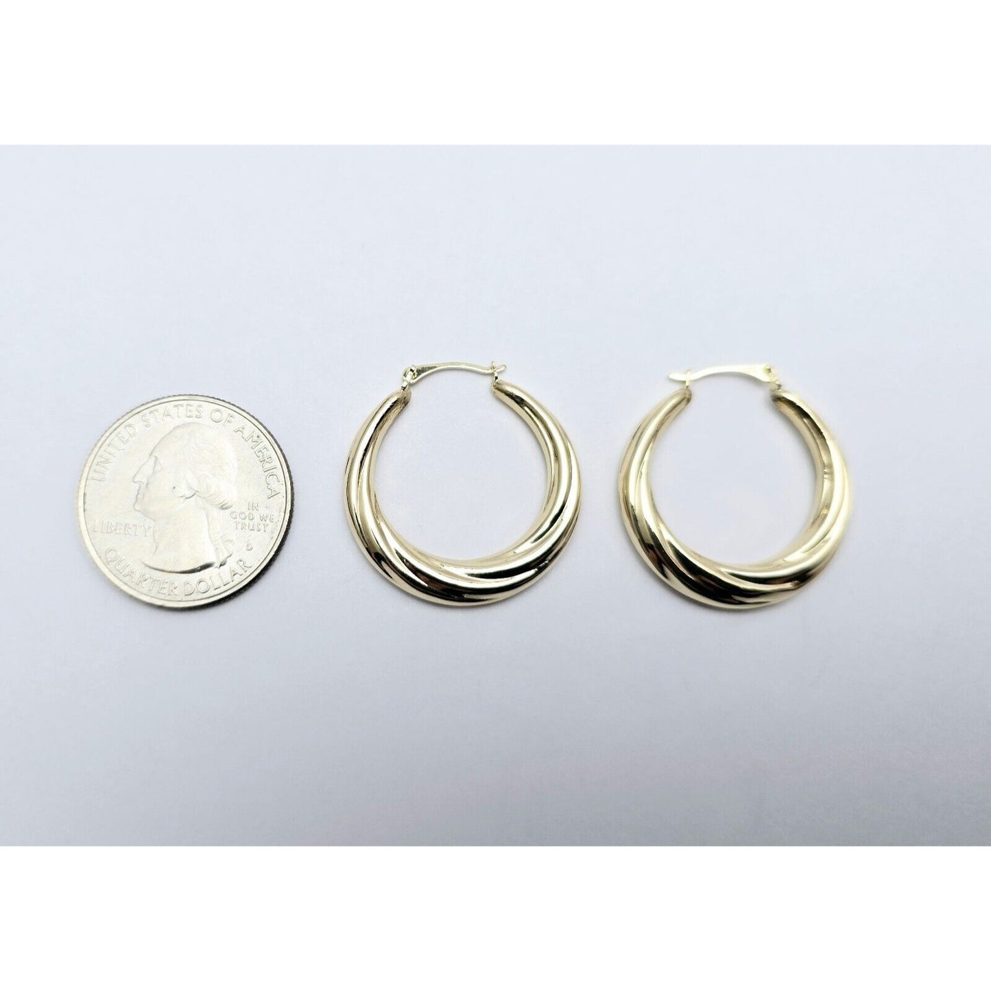14K Yellow Gold Spiral Tube Hoop Earrings