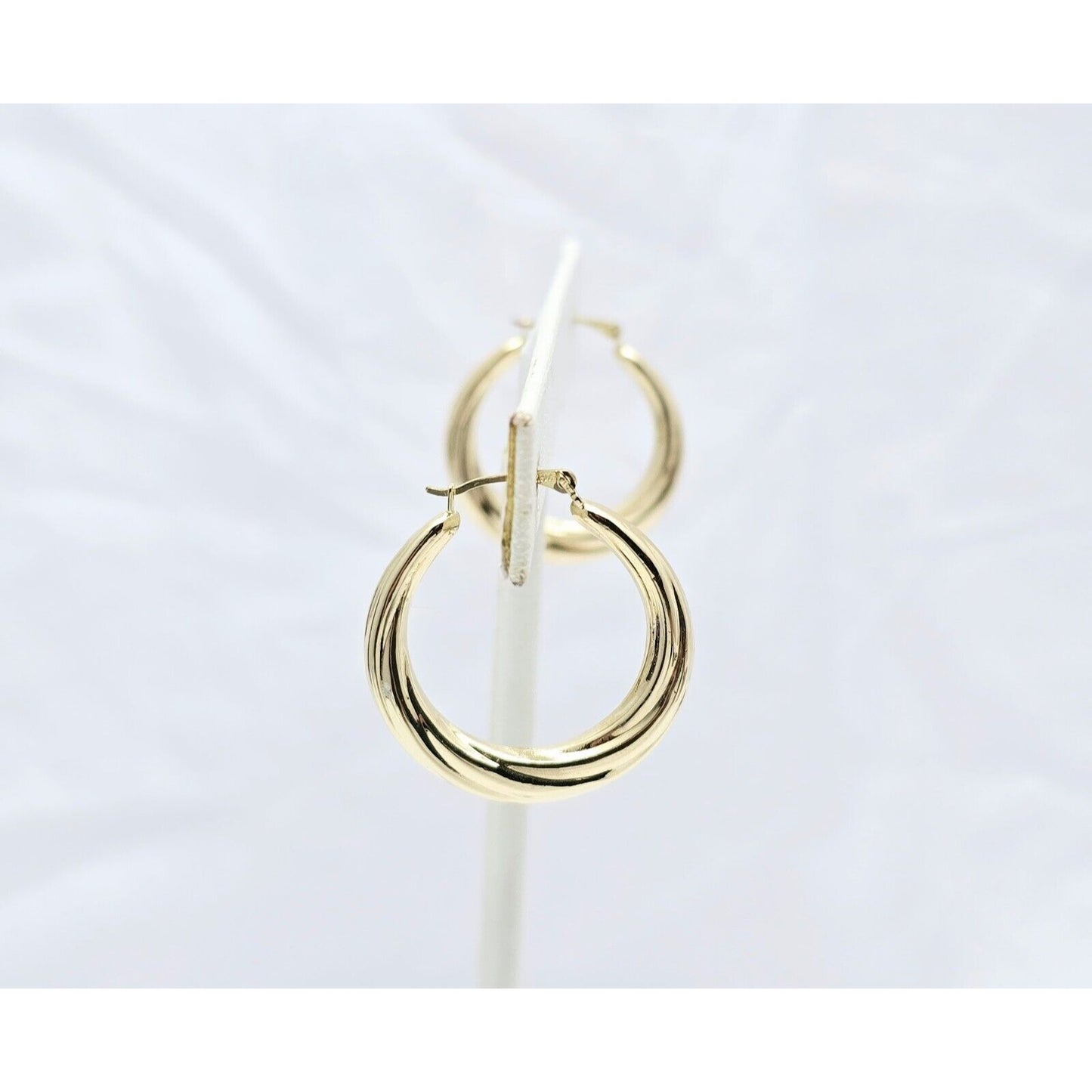14K Yellow Gold Spiral Tube Hoop Earrings