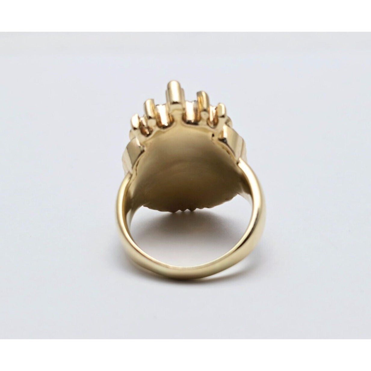 10K Yellow Gold Crown Lion Head Diamond Ring