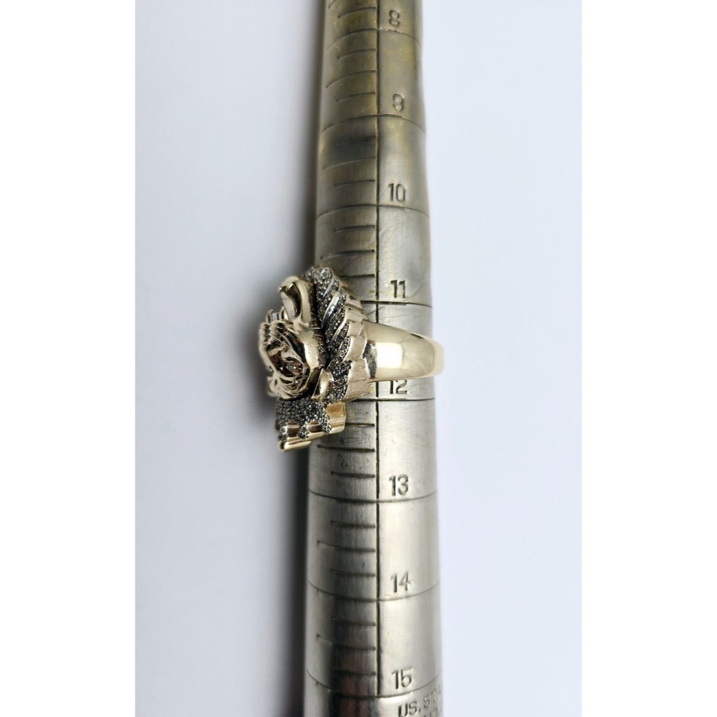 10K Yellow Gold Crown Lion Head Diamond Ring