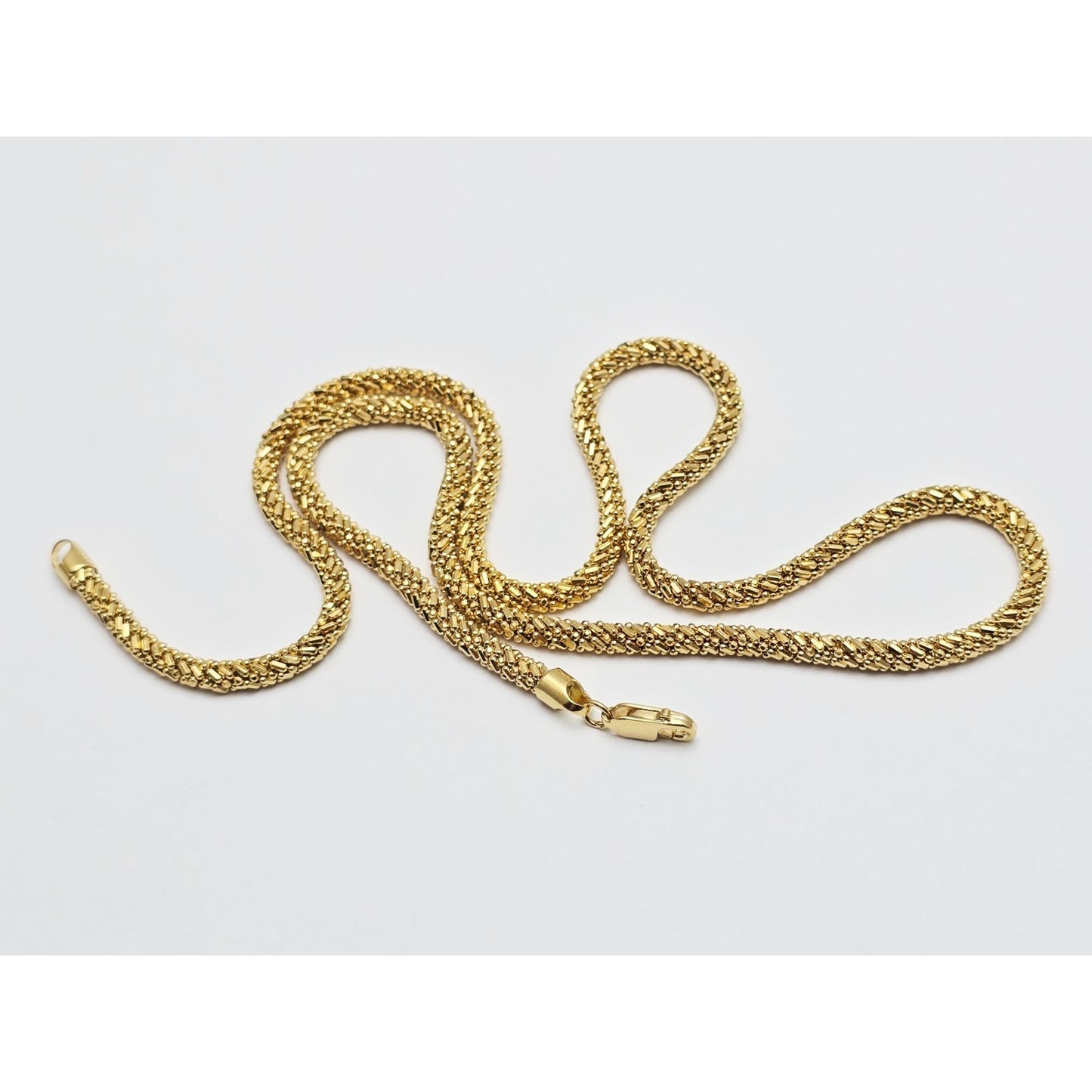 18K Yellow Gold Mesh Weave Snake Chain Necklace
