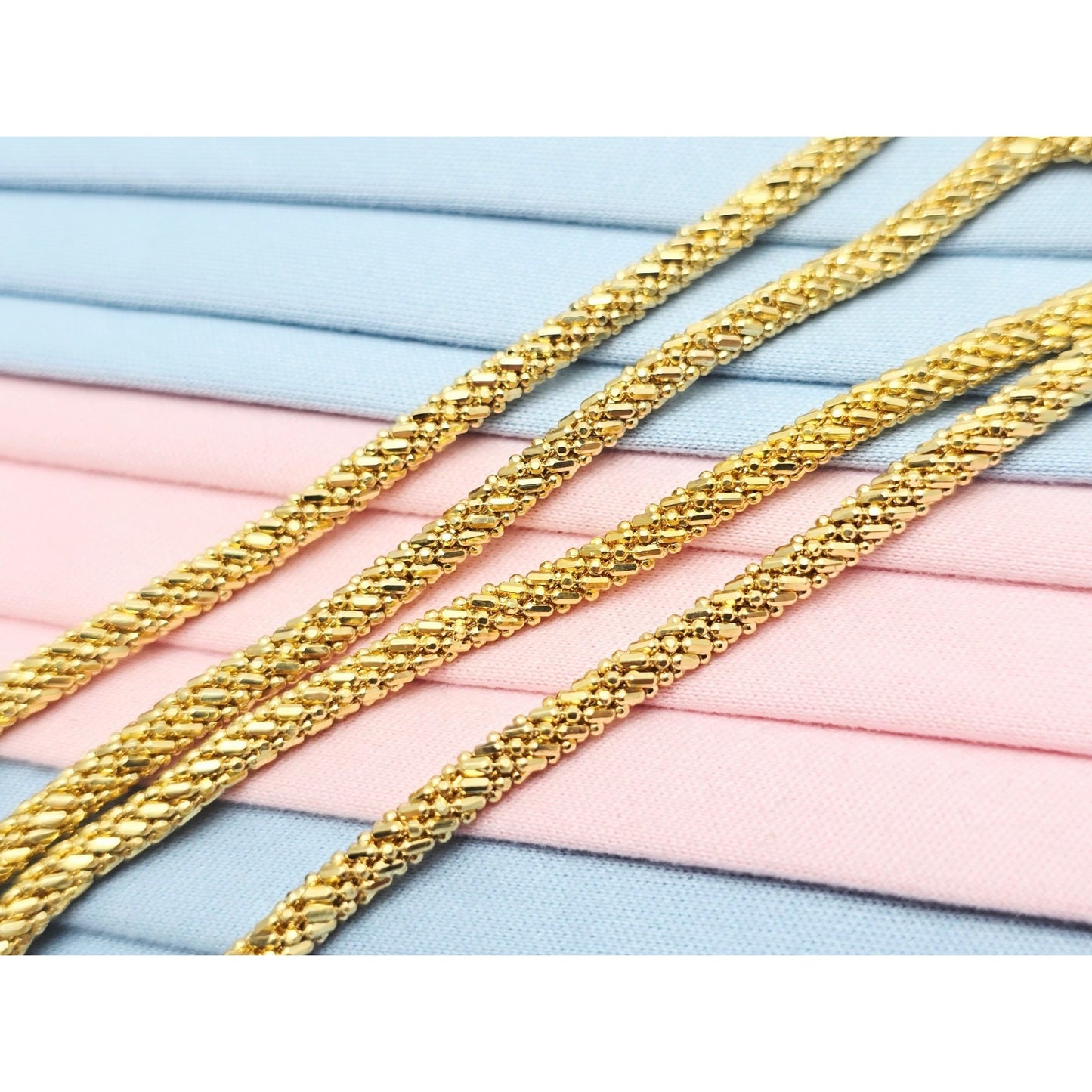 18K Yellow Gold Mesh Weave Snake Chain Necklace