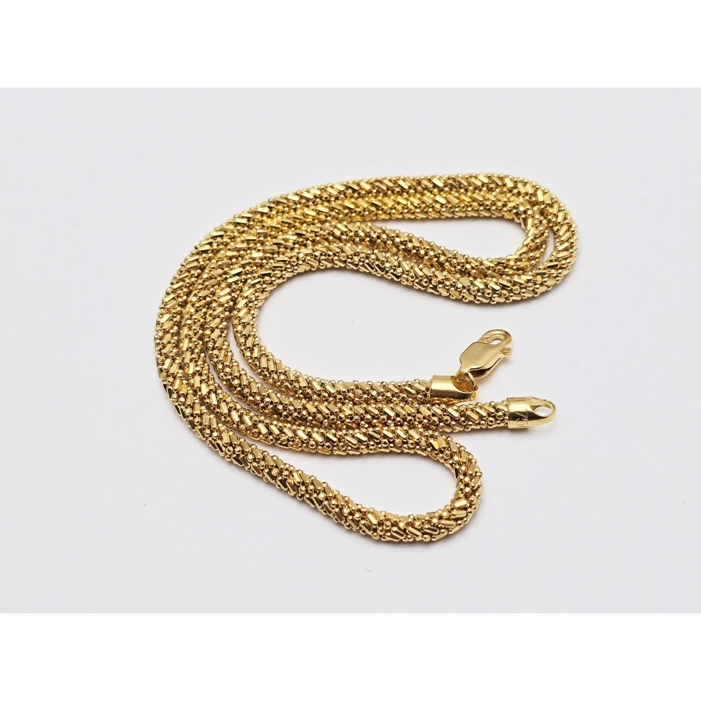 18K Yellow Gold Mesh Weave Snake Chain Necklace