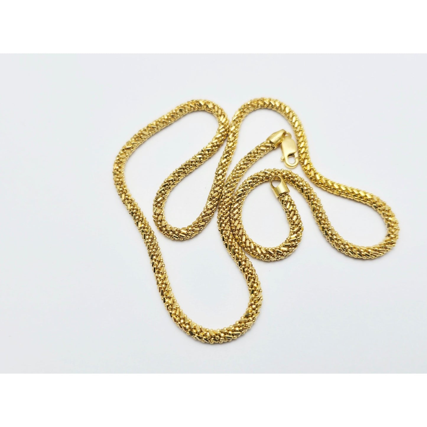 18K Yellow Gold Mesh Weave Snake Chain Necklace