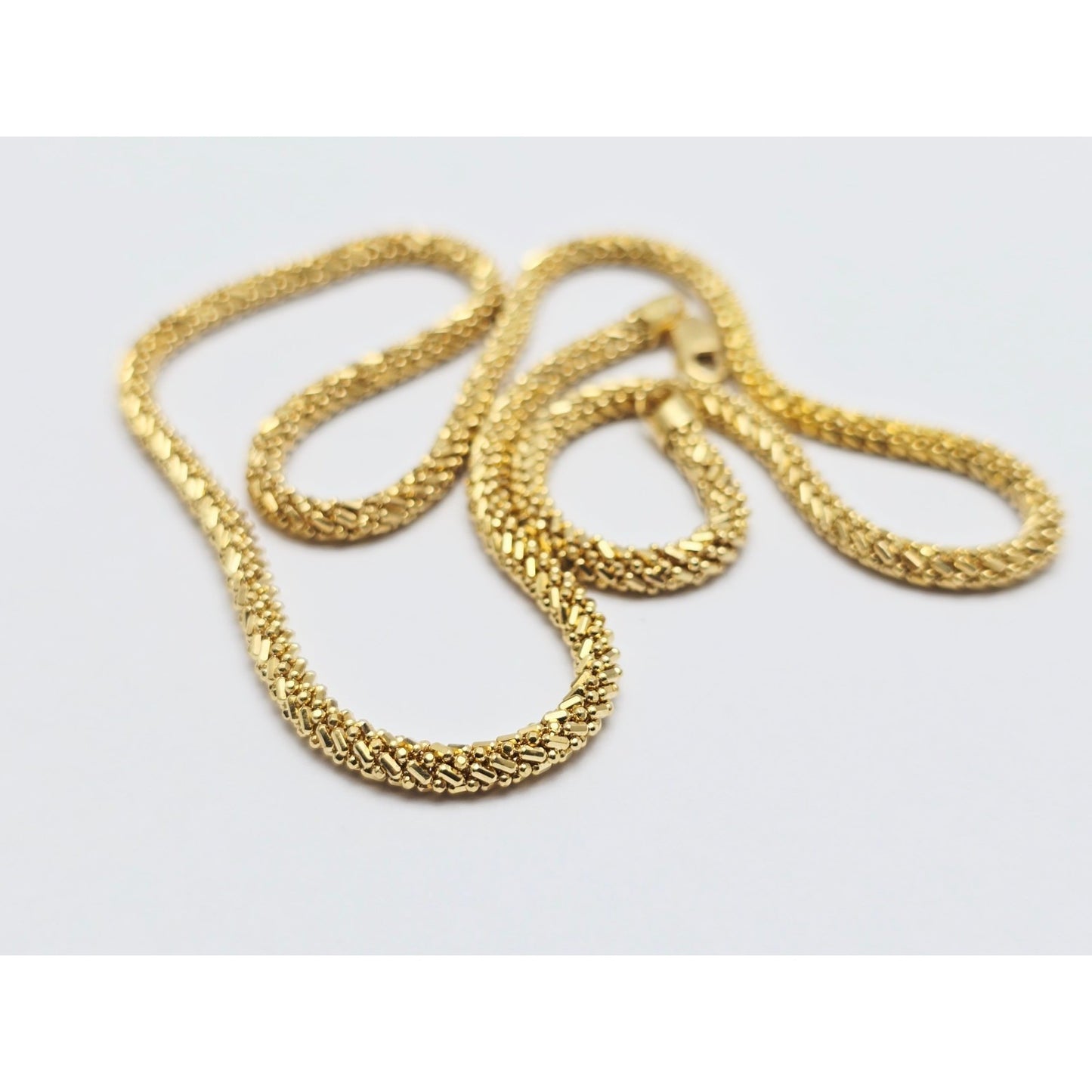 18K Yellow Gold Mesh Weave Snake Chain Necklace