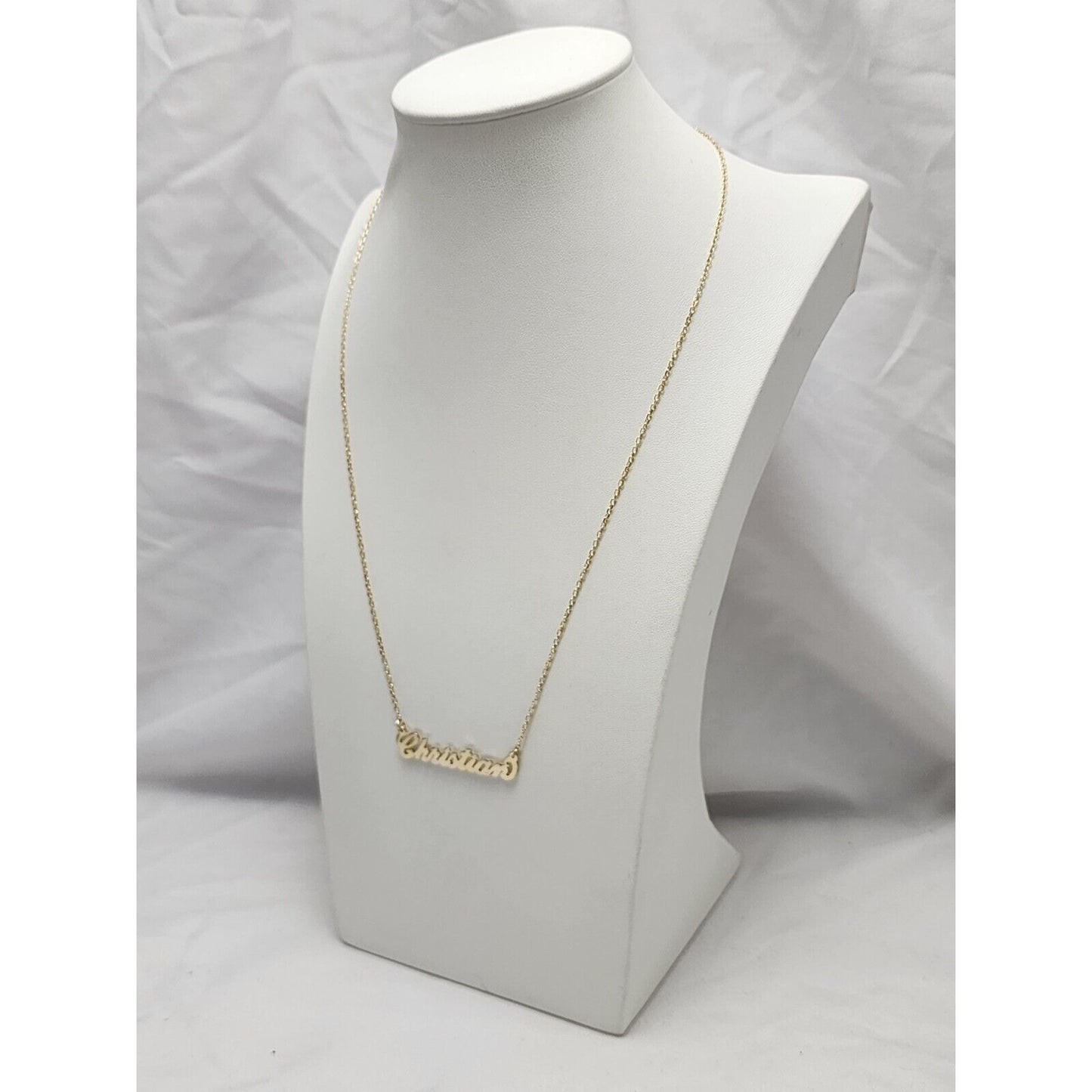 14K Yellow Gold Initial Name "Christian" Charm Pendant Cable Link Chain Necklace