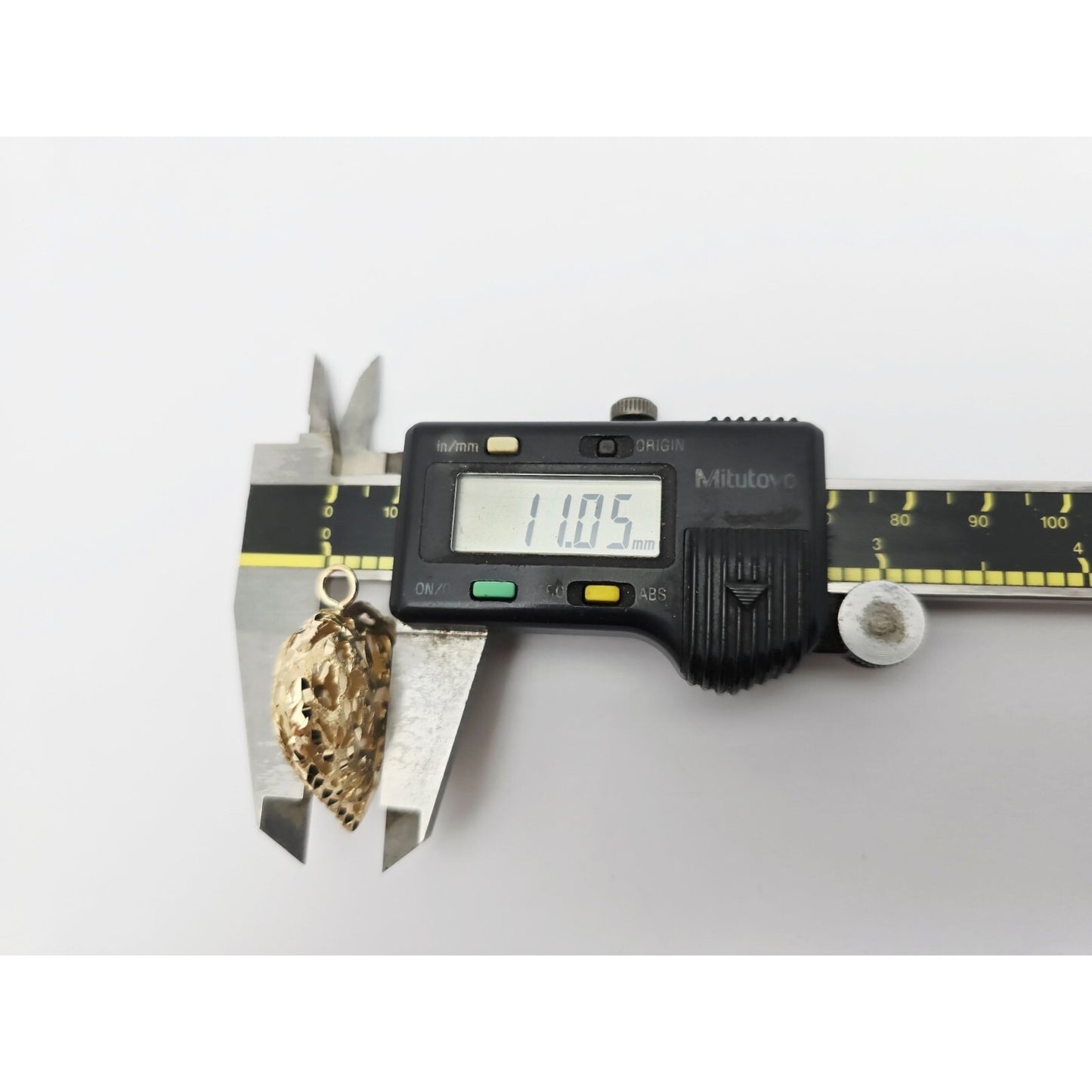 14K Yellow Gold Diamond Cut Puffy Heart Charm Pendant