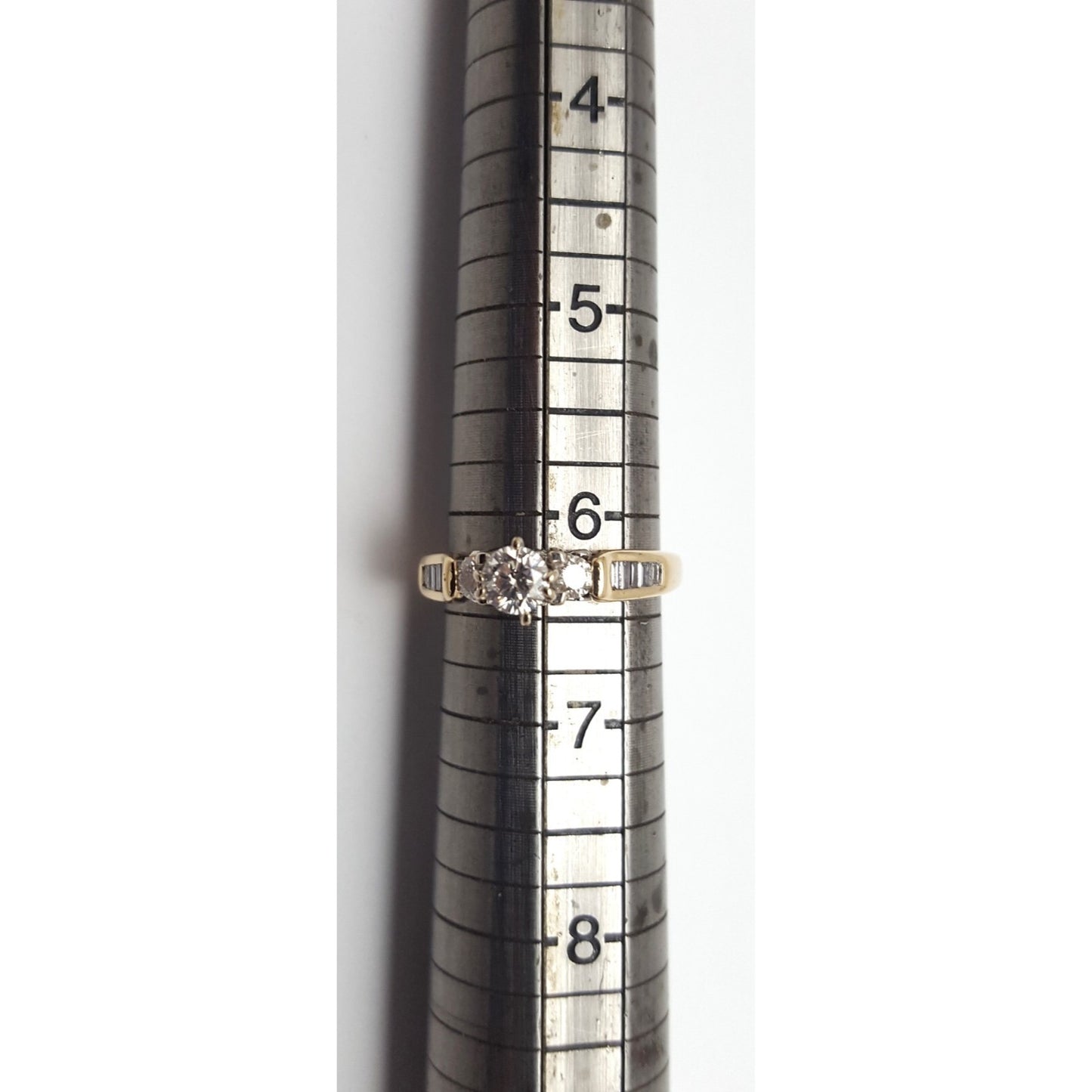 14K Two Tone Multi Color Gold Designer Round & Baguette Diamond Engagement Ring