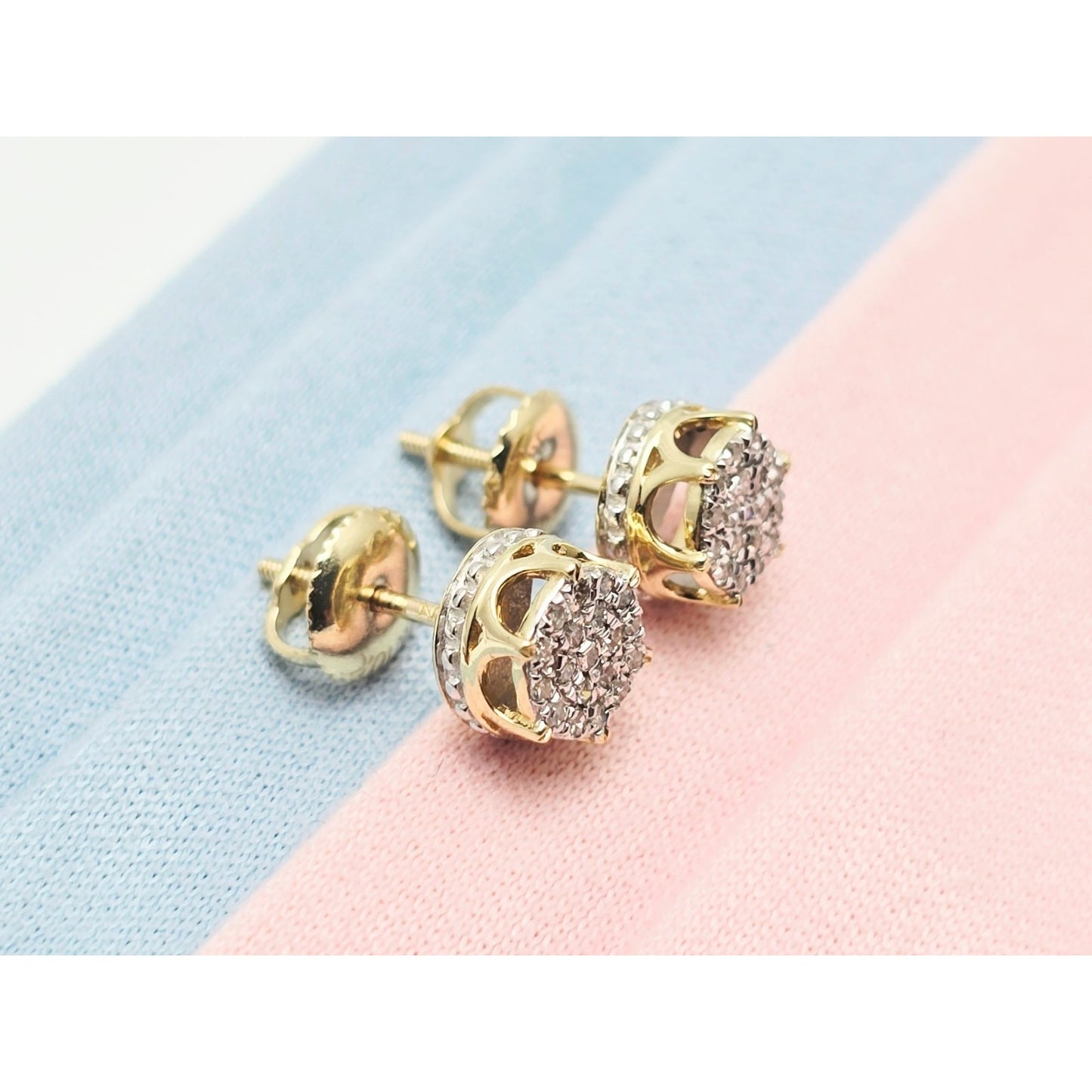 10K Yellow Gold Round Shaped Diamond Stud Earrings