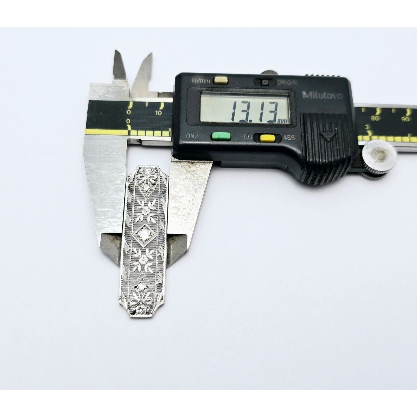 Vintage 950 Platinum Old Cut Diamond Drop Down Bar Charm Pendant