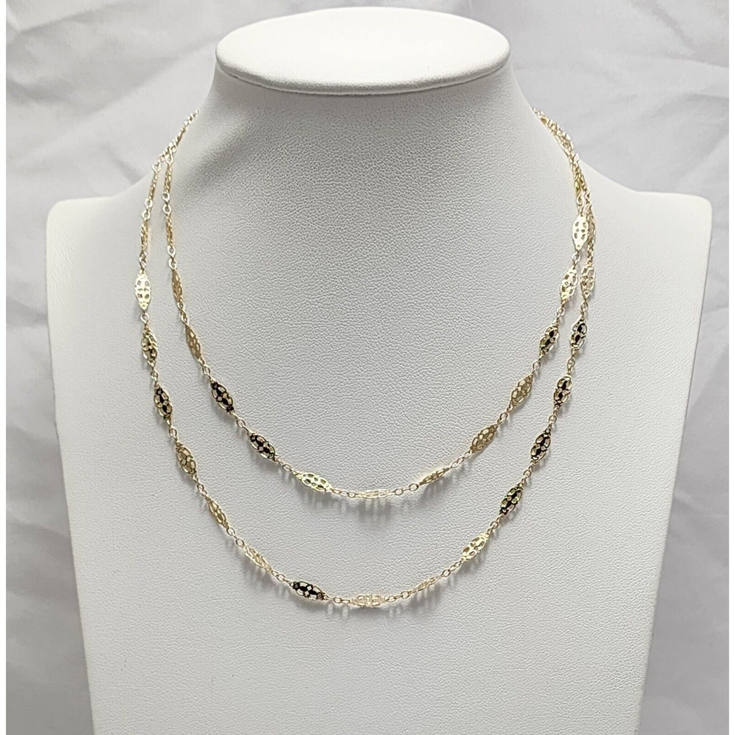 14K Yellow Gold Ornate Filigree Link Chain Necklace