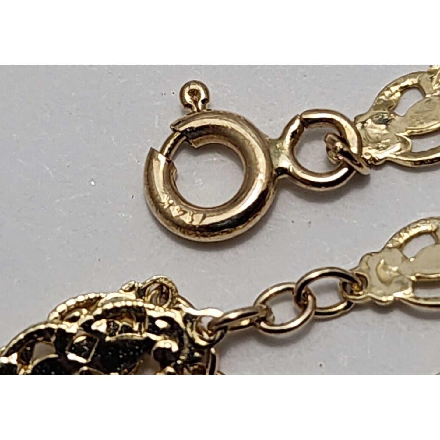 14K Yellow Gold Ornate Filigree Link Chain Necklace