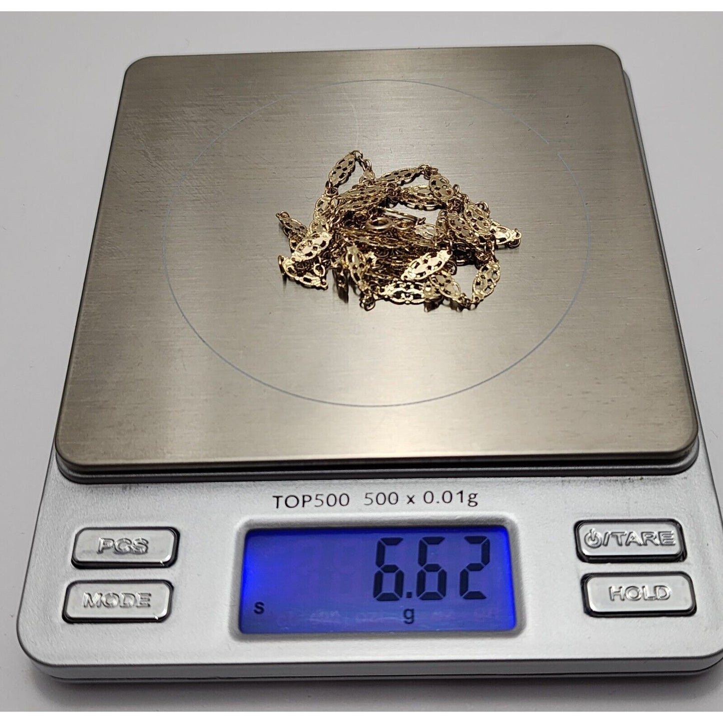 14K Yellow Gold Ornate Filigree Link Chain Necklace