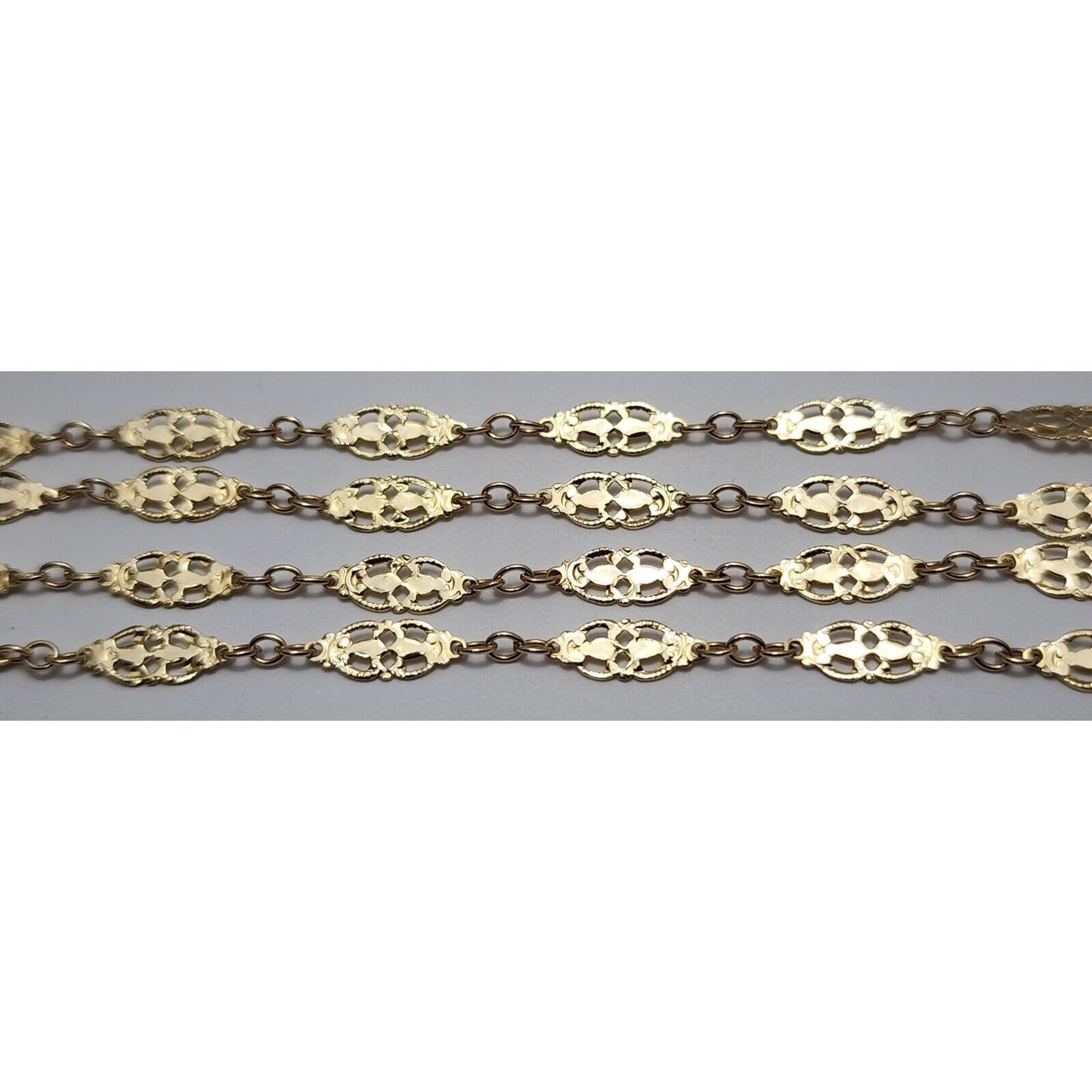 14K Yellow Gold Ornate Filigree Link Chain Necklace