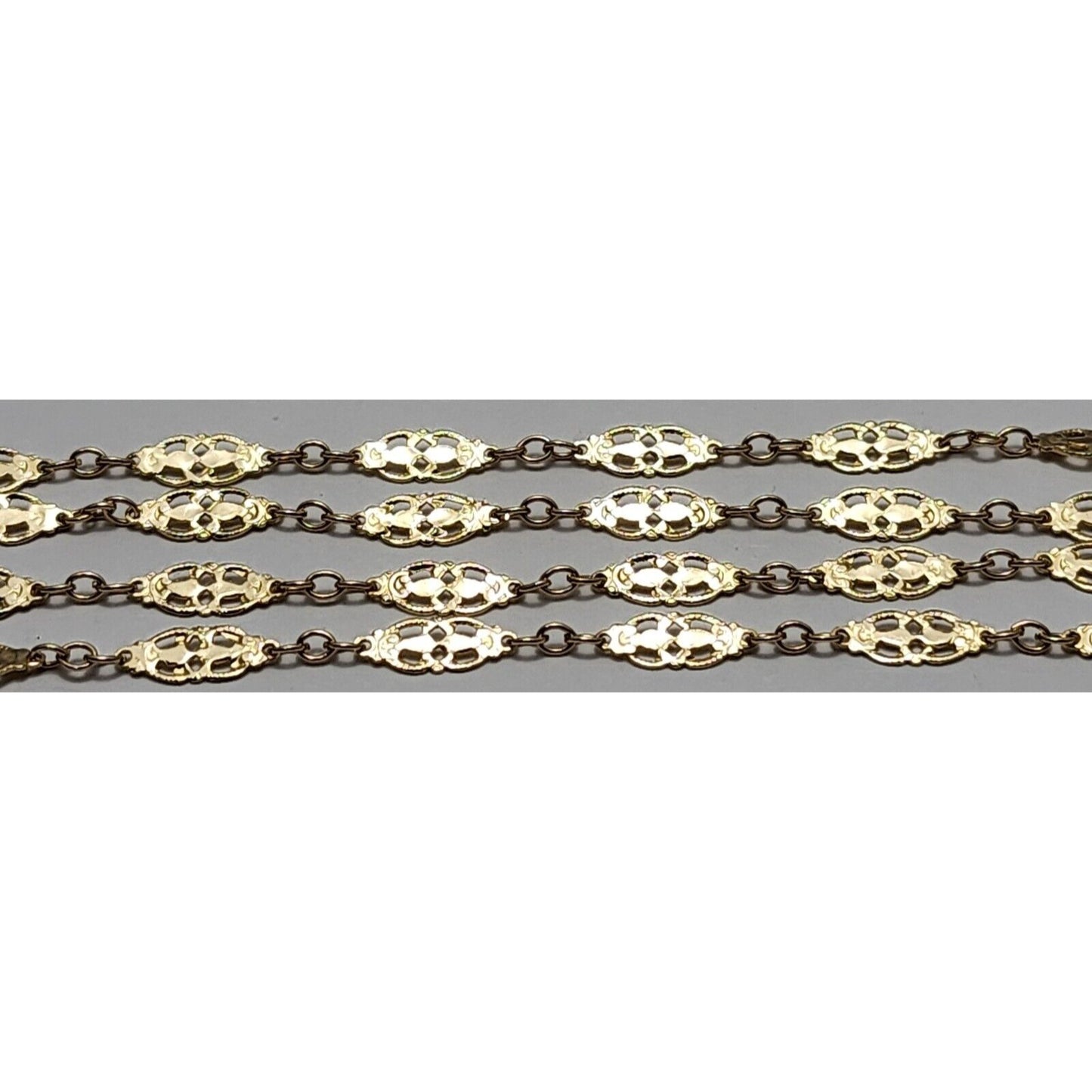 14K Yellow Gold Ornate Filigree Link Chain Necklace