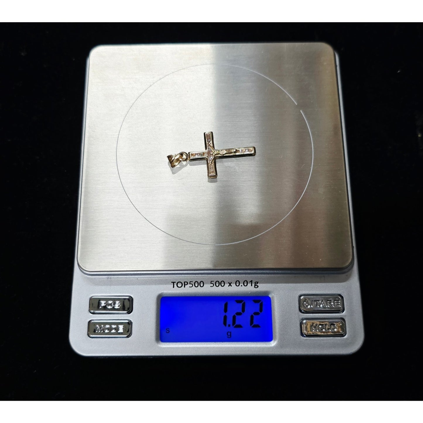 14K Yellow Gold Religious Jesus on Cross CZ Charm Pendant