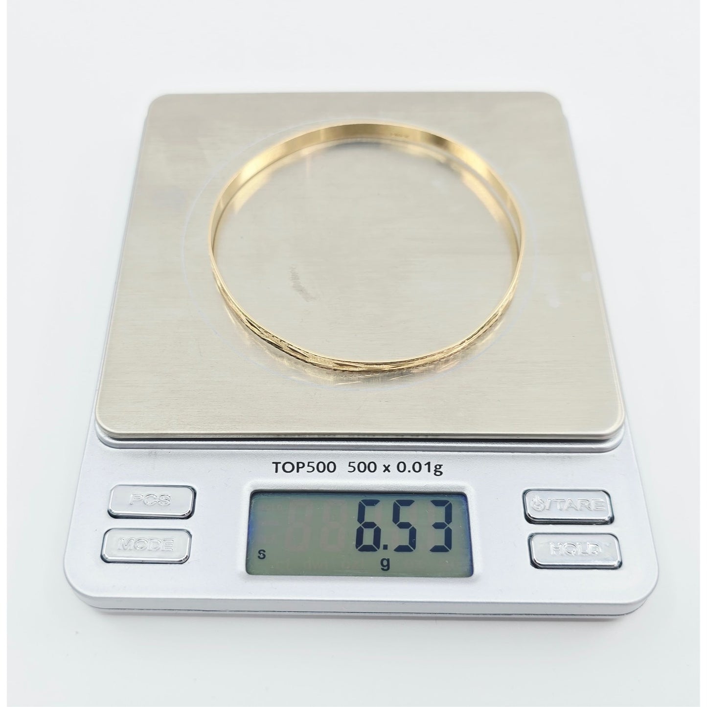 14K Yellow Gold Diamond Cut Bangle Bracelet