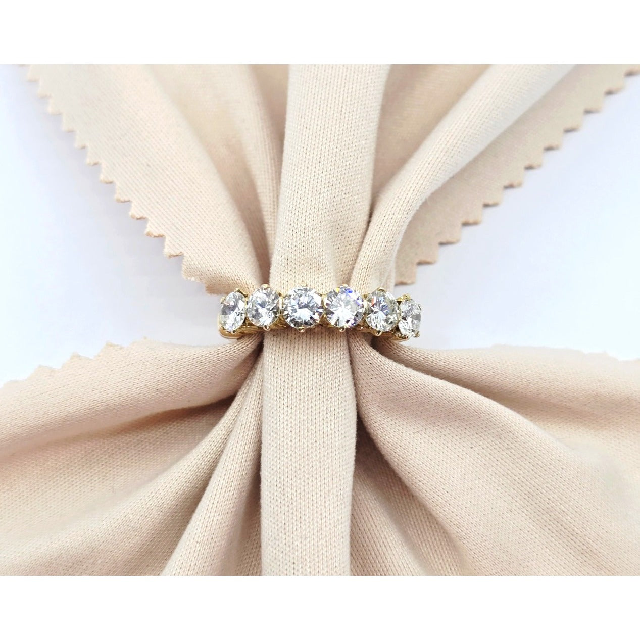 14K Yellow Gold Single Row Diamond Engraved Ring
