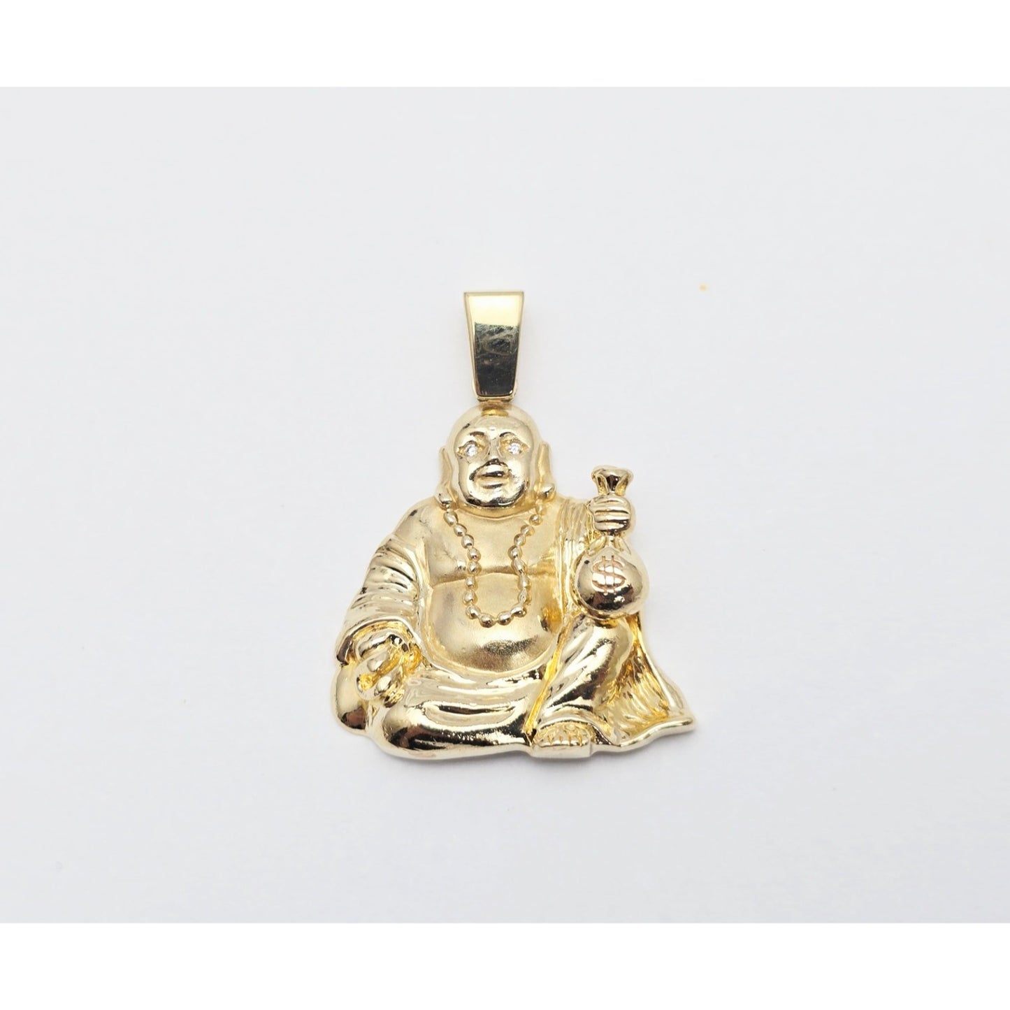 IF & Co Micro Lucky Buddha Piece Diamond Eyes Money Bag 14k Solid Yellow Gold