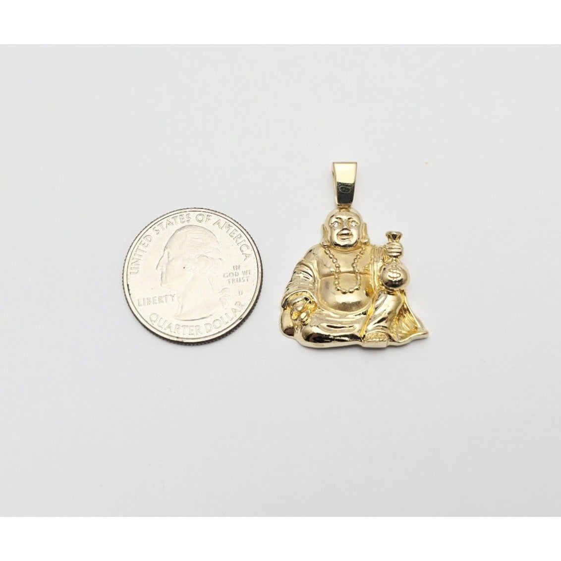 IF & Co Micro Lucky Buddha Piece Diamond Eyes Money Bag 14k Solid Yellow Gold