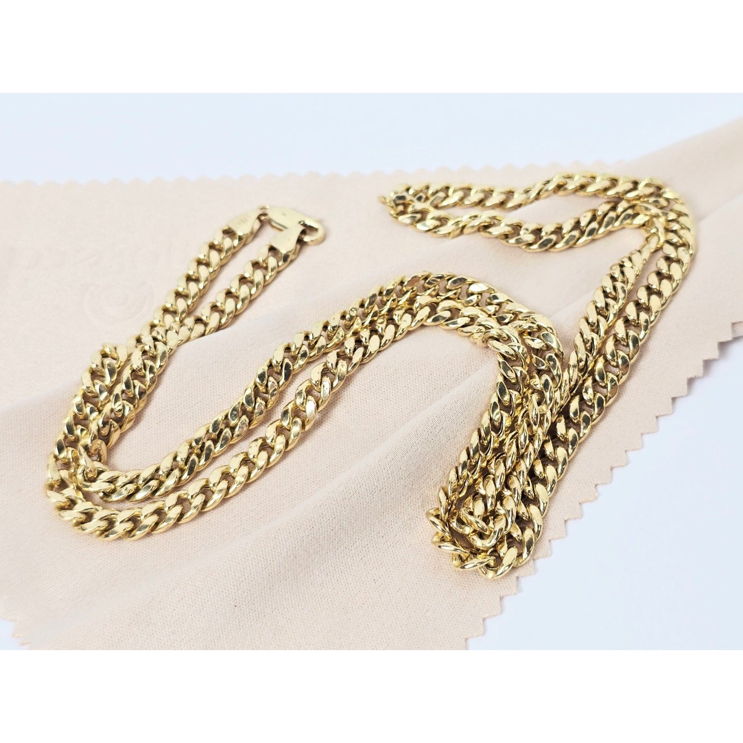 14K Yellow Gold Cuban Link Chain Necklace