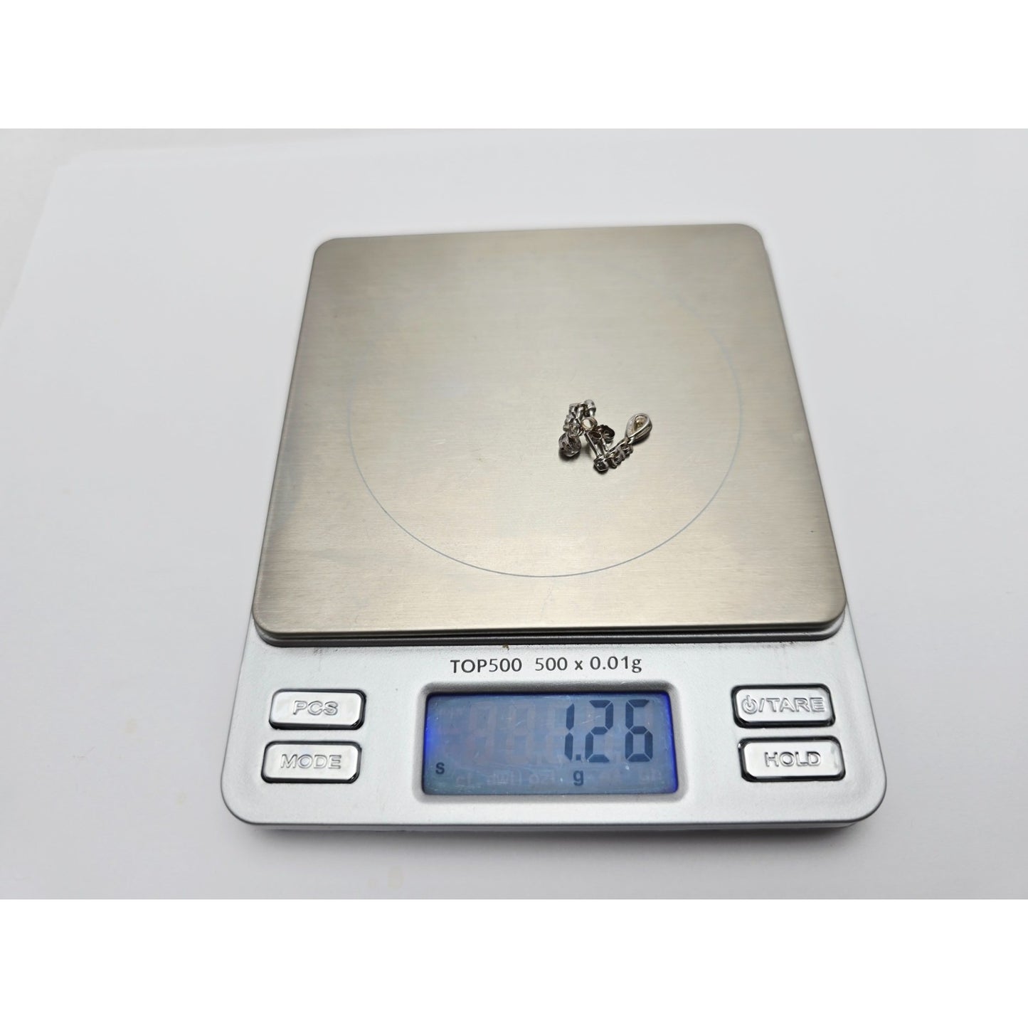 14K White Gold Drop Dangle Diamond Teardrop Stud Earrings