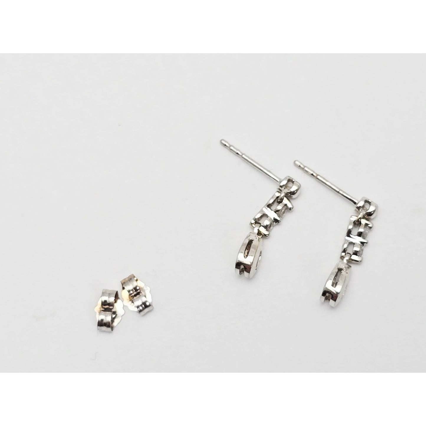 14K White Gold Drop Dangle Diamond Teardrop Stud Earrings