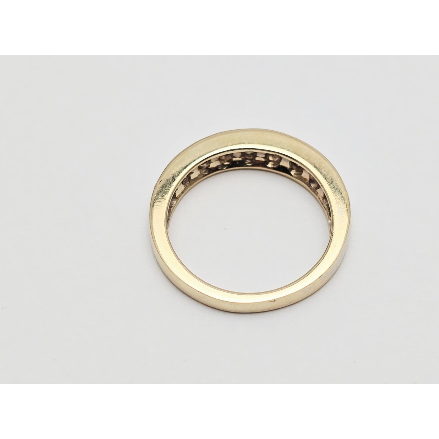 14K Yellow Gold Single Row Diamond Wedding Ring Band