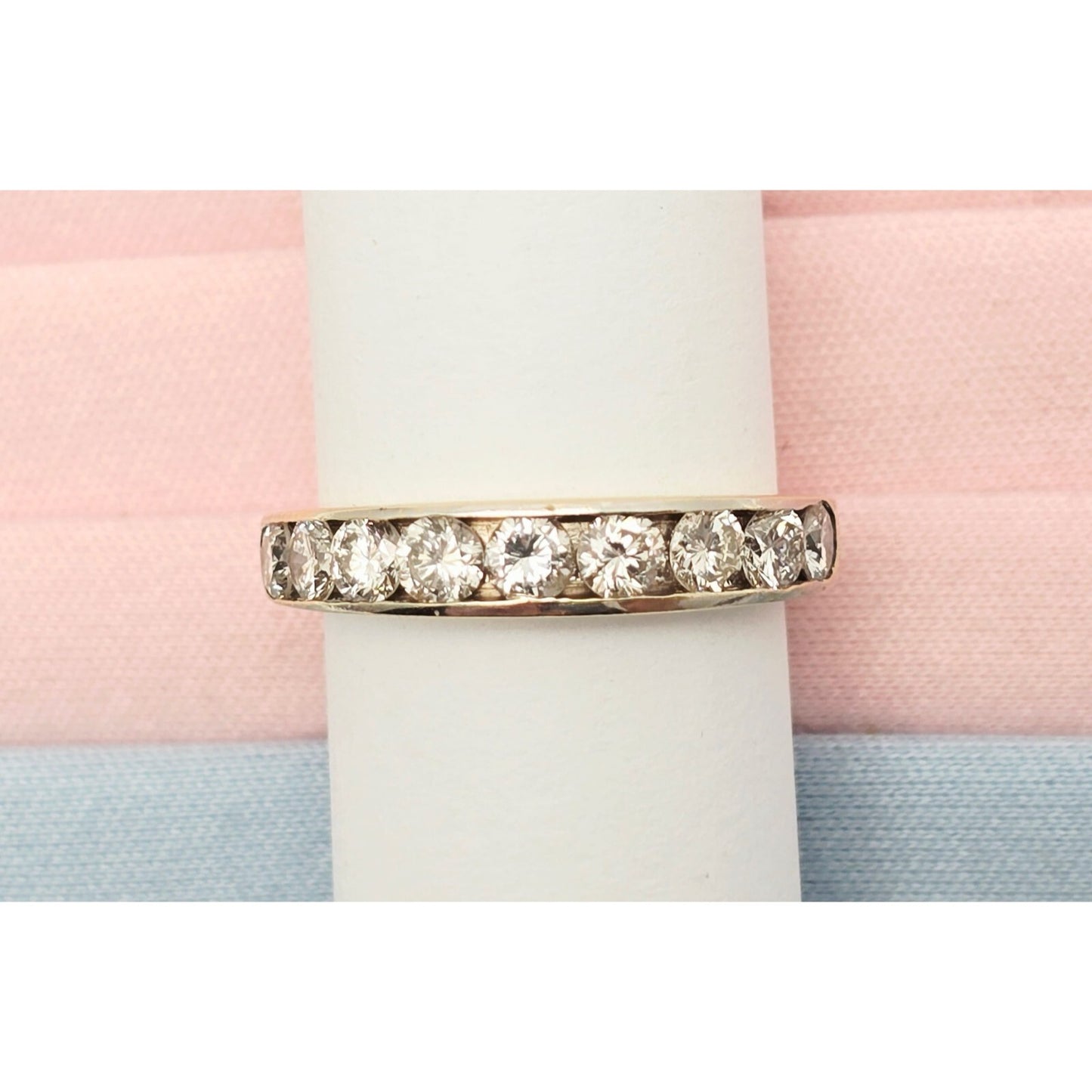 14K Yellow Gold Single Row Diamond Wedding Ring Band