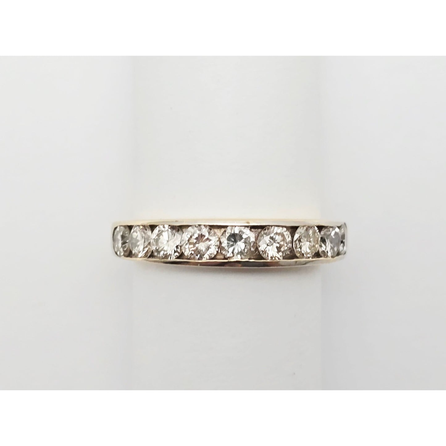 14K Yellow Gold Single Row Diamond Wedding Ring Band