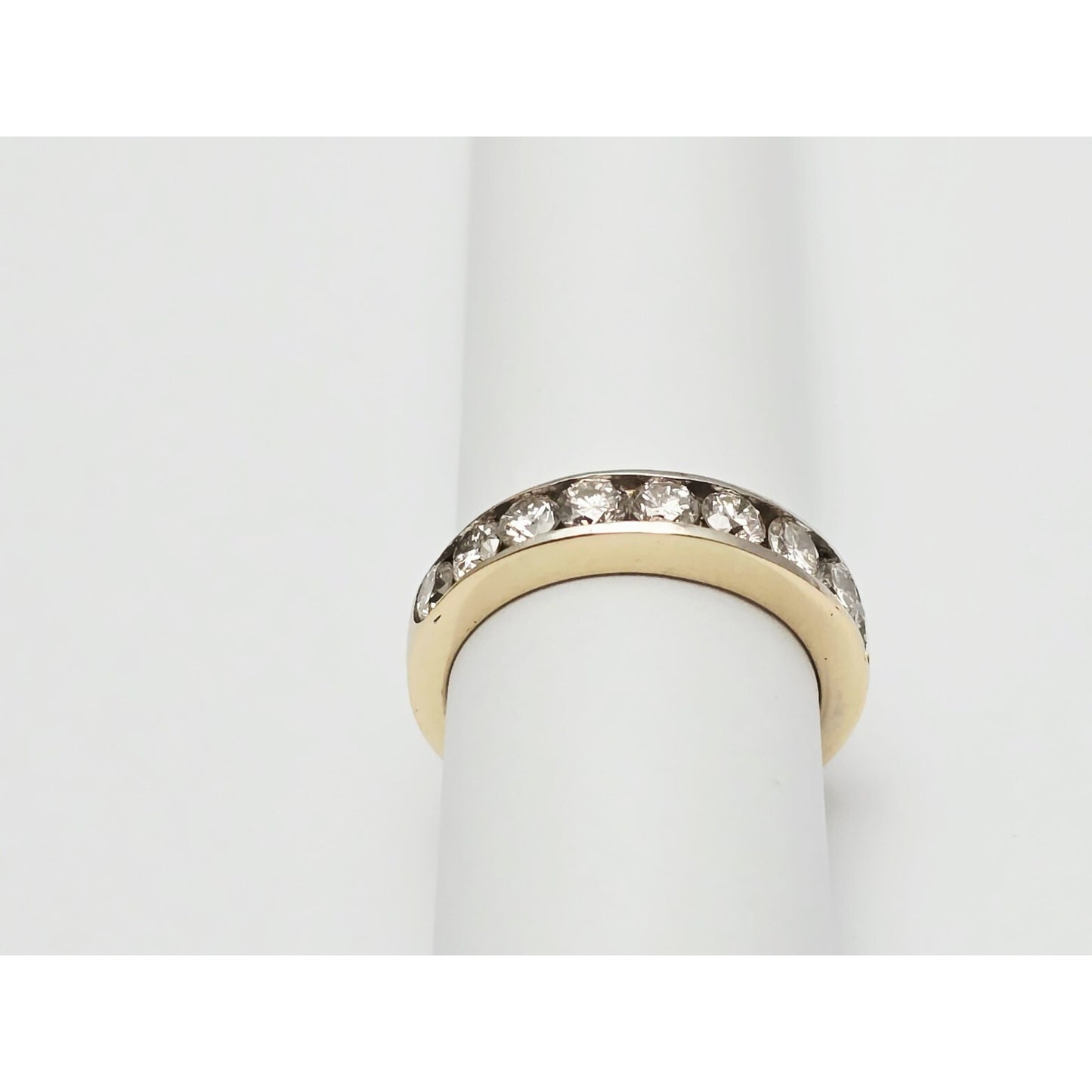 14K Yellow Gold Single Row Diamond Wedding Ring Band