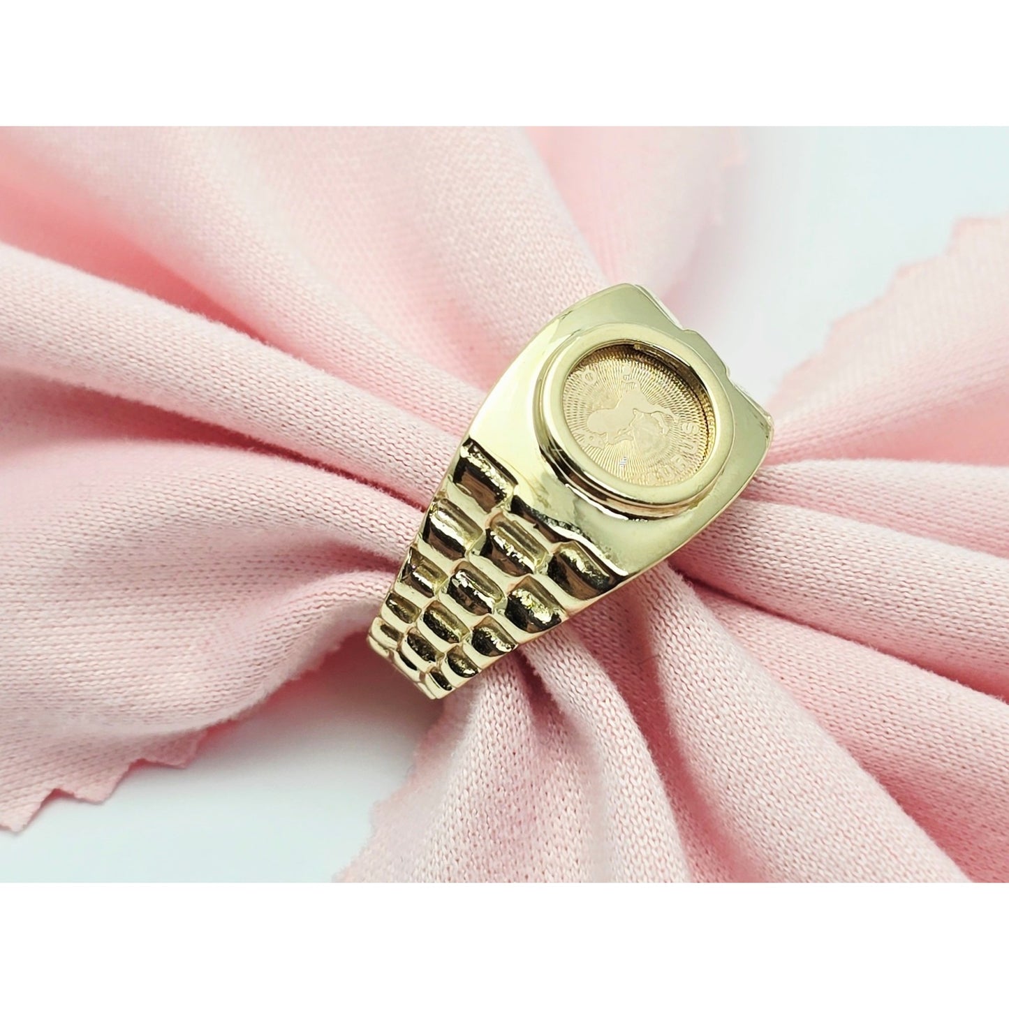 14K Yellow Gold Zodiac Horoscope Taurus Rolex Ring