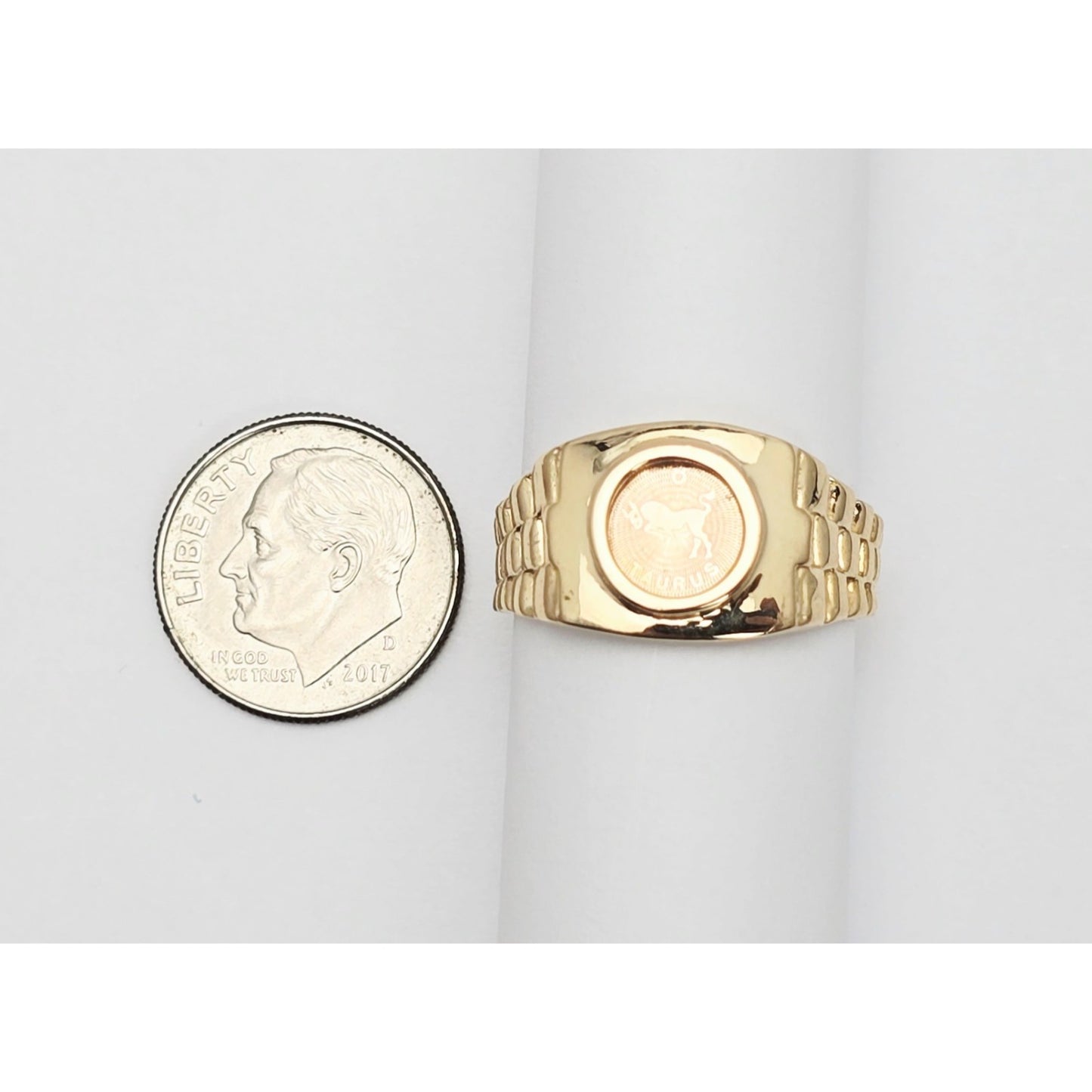 14K Yellow Gold Zodiac Horoscope Taurus Rolex Ring