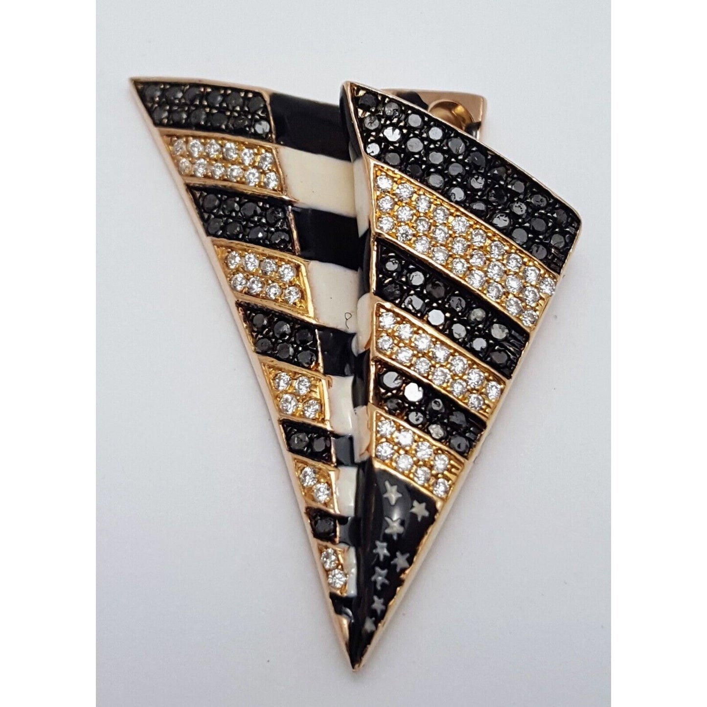10K Rose Gold USA Flag Enamel Paper Airplane Diamond Charm Pendant