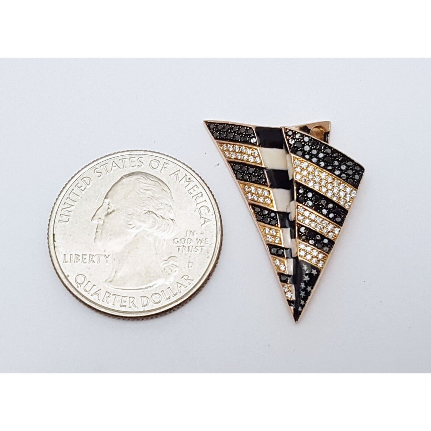 10K Rose Gold USA Flag Enamel Paper Airplane Diamond Charm Pendant