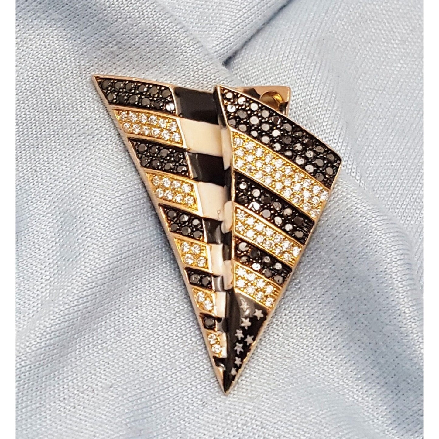 10K Rose Gold USA Flag Enamel Paper Airplane Diamond Charm Pendant
