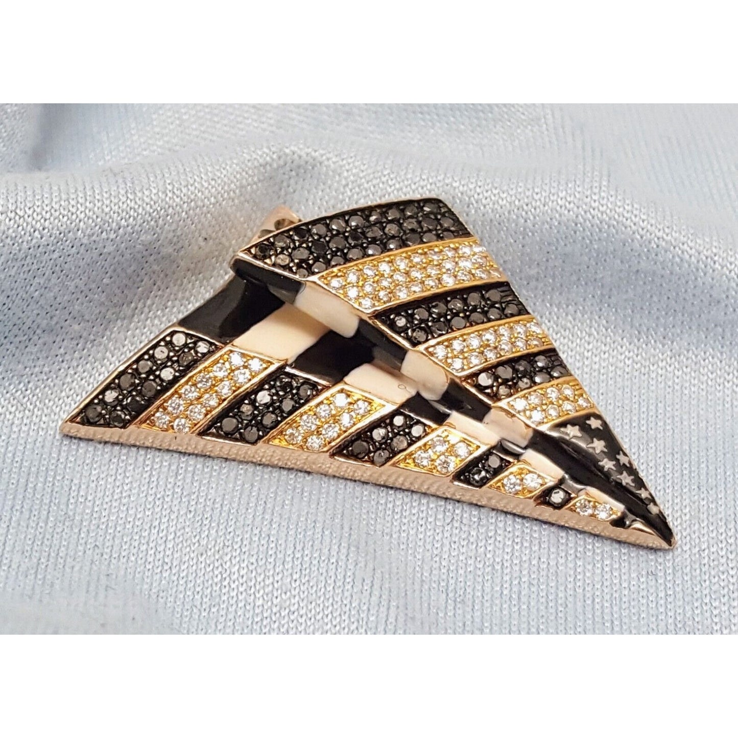 10K Rose Gold USA Flag Enamel Paper Airplane Diamond Charm Pendant