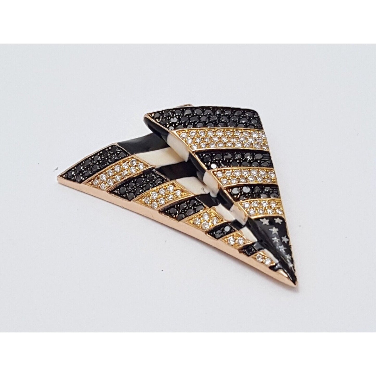 10K Rose Gold USA Flag Enamel Paper Airplane Diamond Charm Pendant