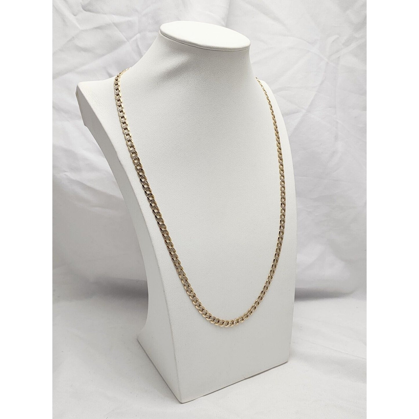 14K Two Tone Gold Diamond Cut Curb Link Chain Necklace
