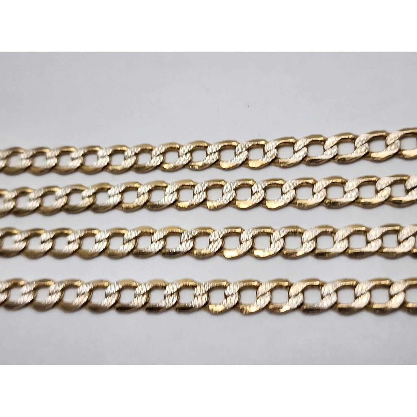 14K Two Tone Gold Diamond Cut Curb Link Chain Necklace