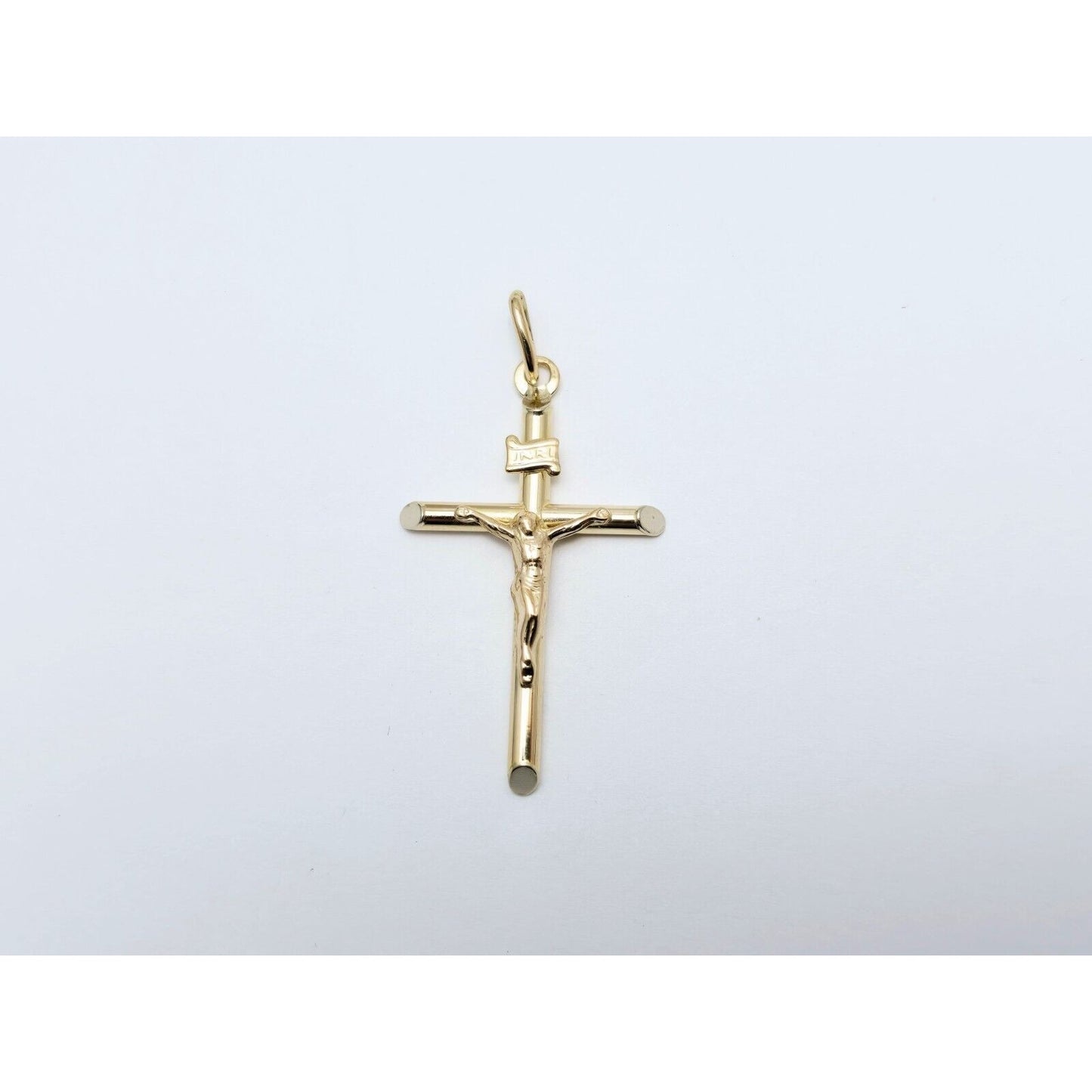 14K Yellow Gold Religious Jesus on Cross Charm Pendant