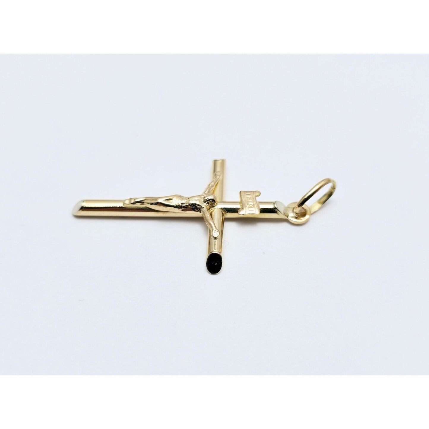 14K Yellow Gold Religious Jesus on Cross Charm Pendant