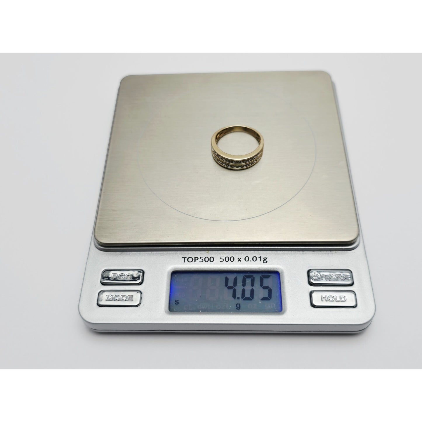 14K Yellow Gold Double Row Diamond Wedding Band Ring