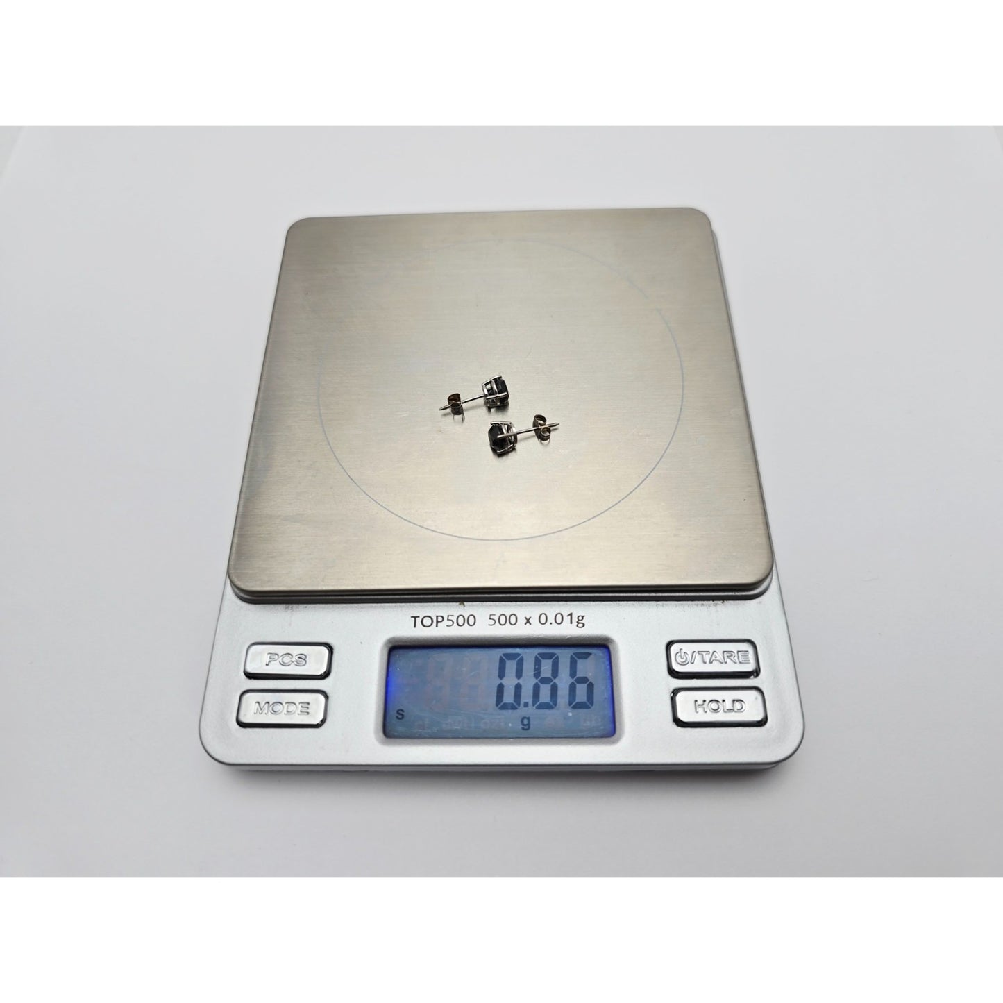 10K White Gold Round Cut Black Diamond Stud Earrings