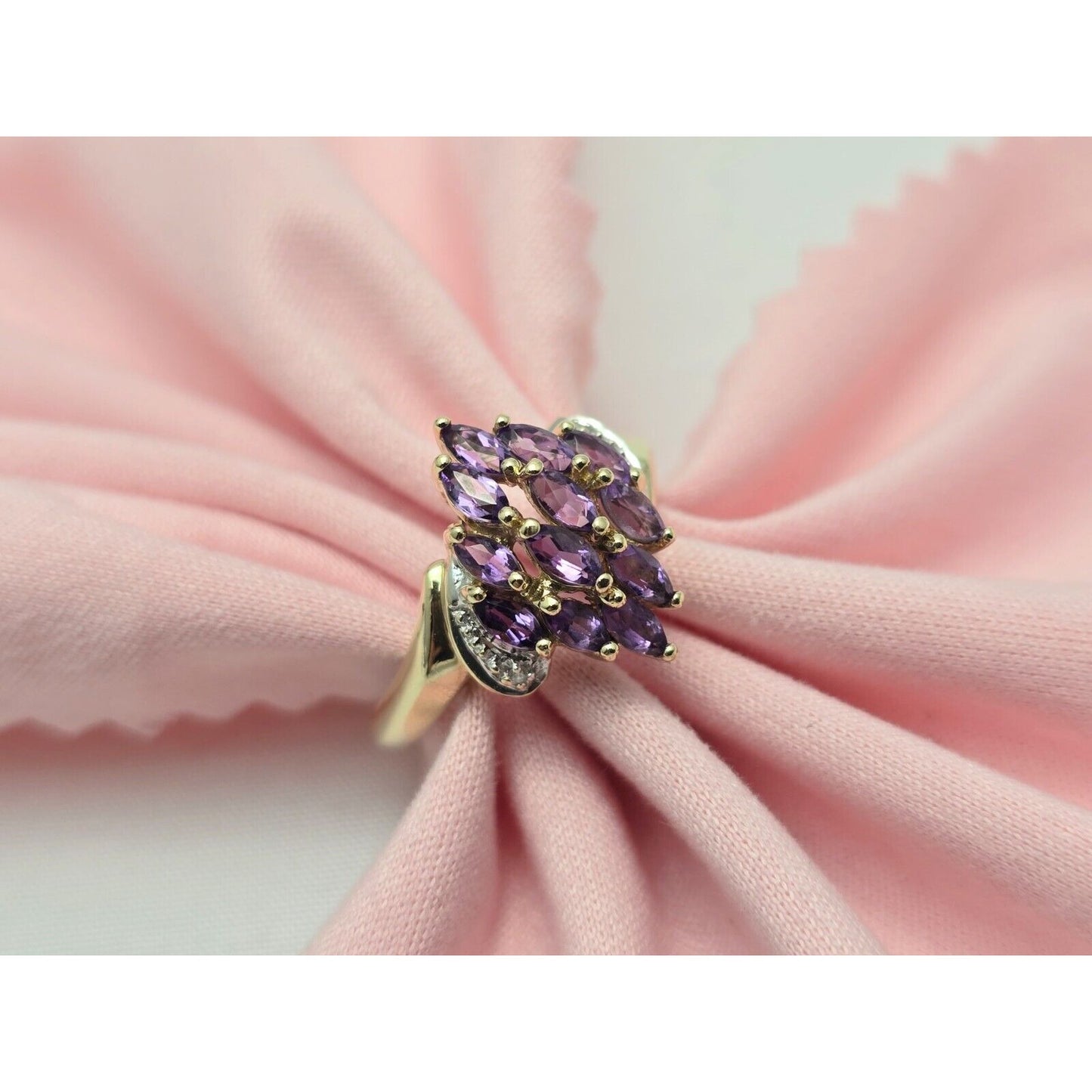 10K Yellow Gold Amethyst & Diamond Ring