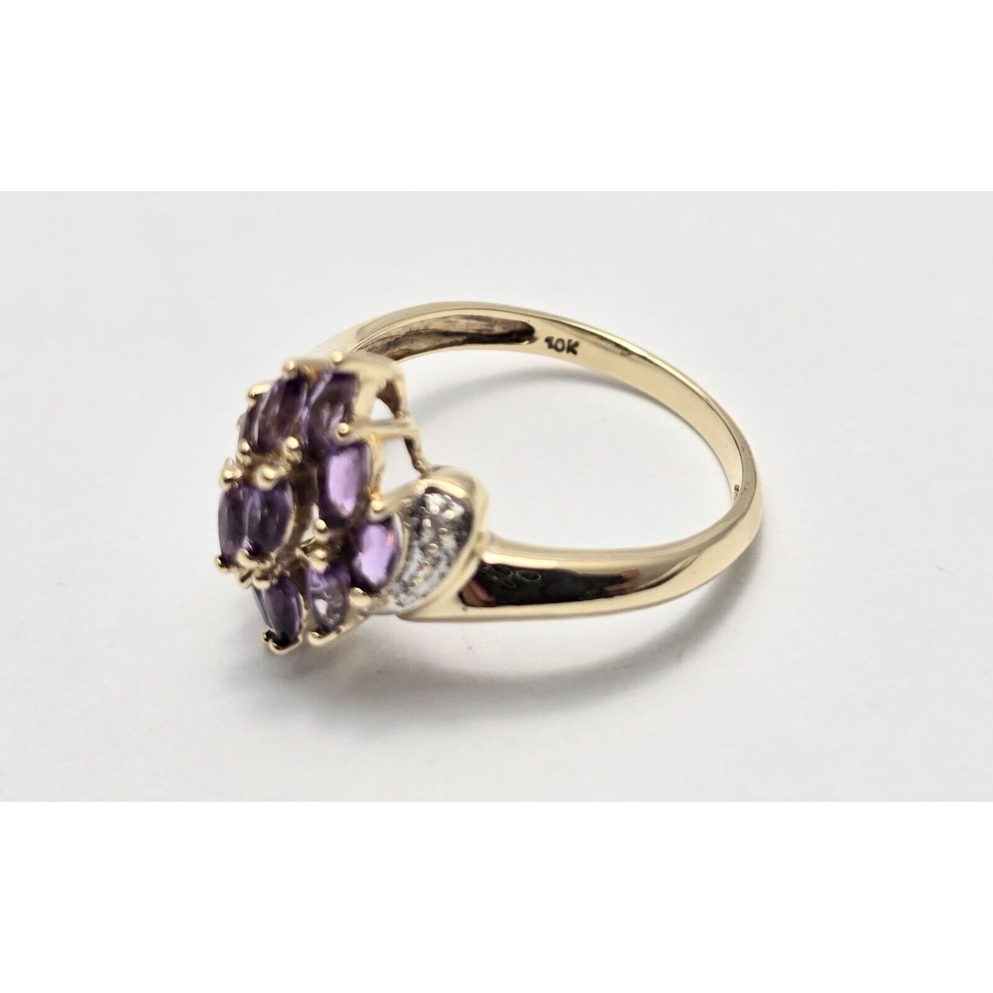 10K Yellow Gold Amethyst & Diamond Ring