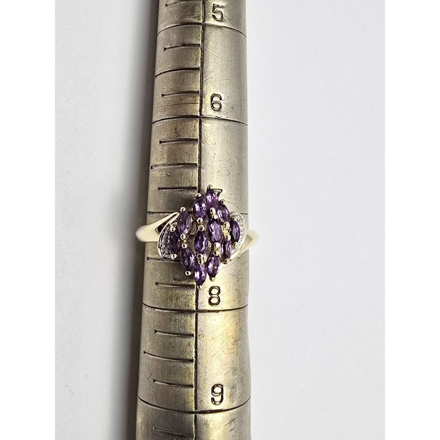 10K Yellow Gold Amethyst & Diamond Ring