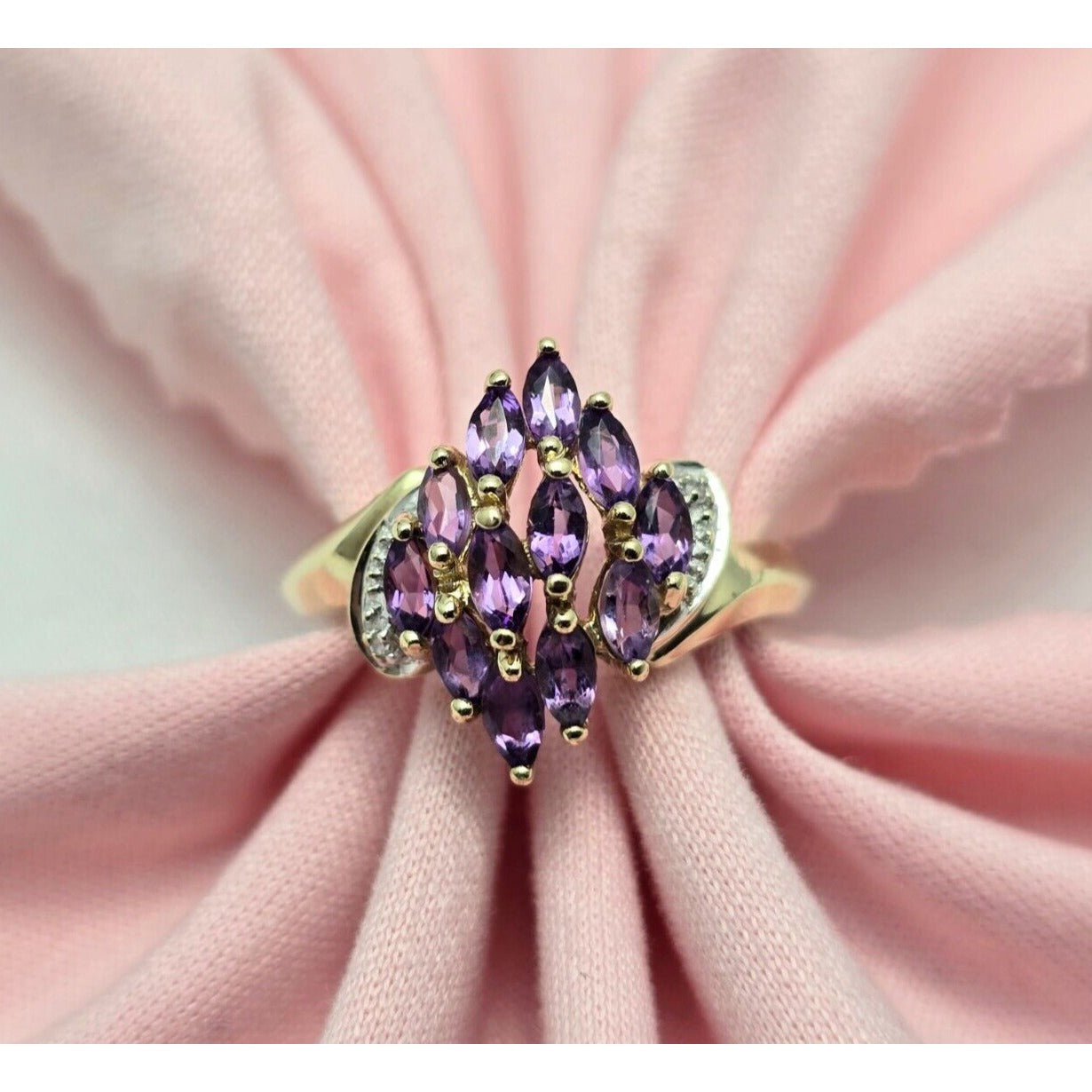 10K Yellow Gold Amethyst & Diamond Ring