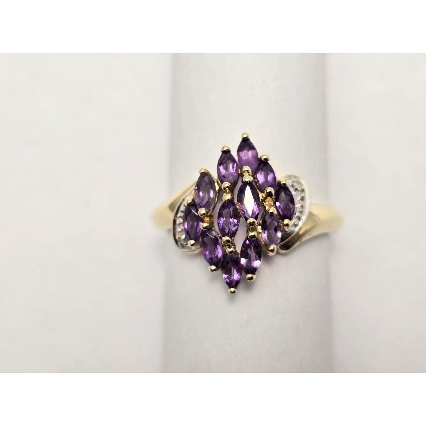 10K Yellow Gold Amethyst & Diamond Ring